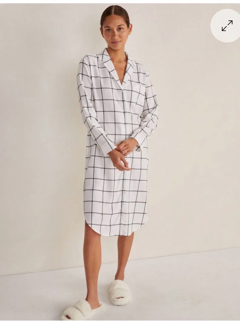 NWOT Haven Well Within Organic Cotton Flannel Windowpane Sleep Dress M Cozy